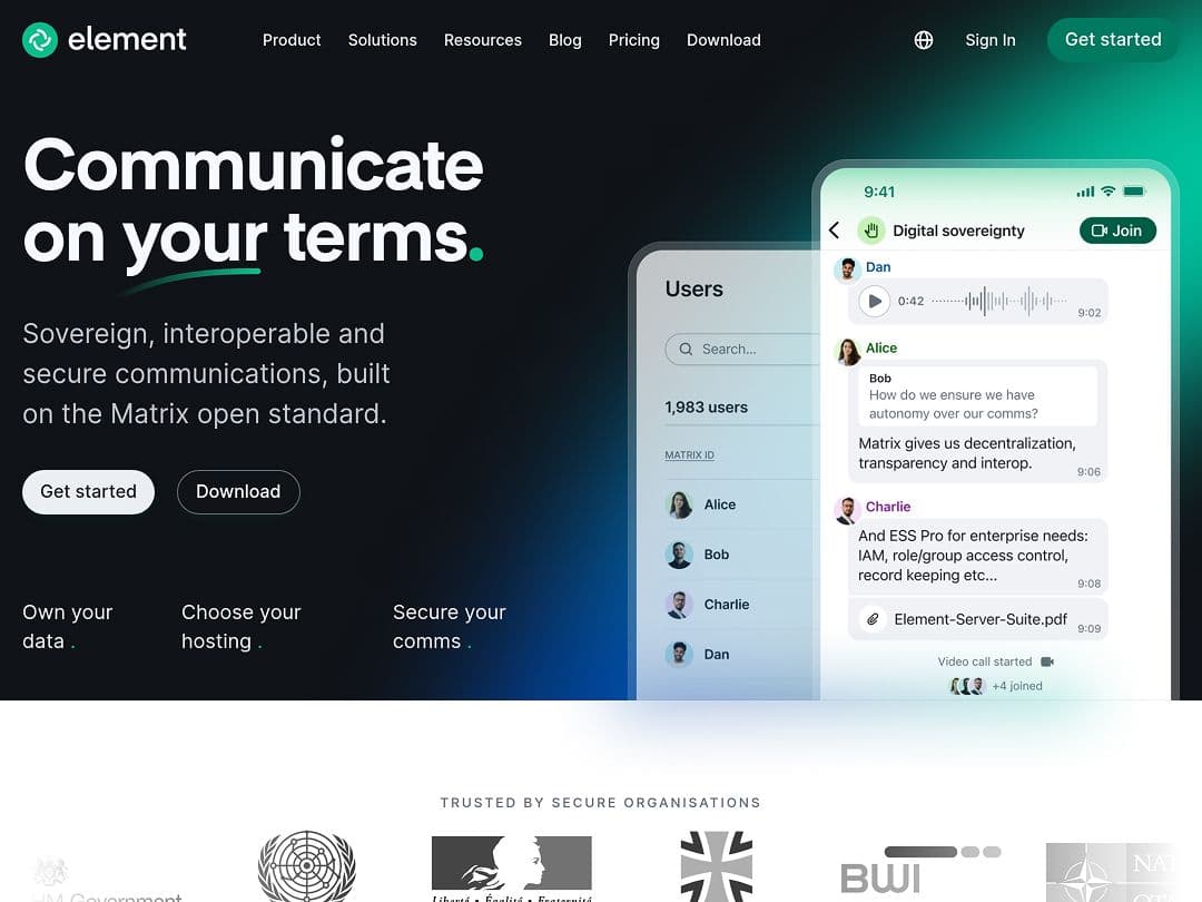 Screenshot of Element