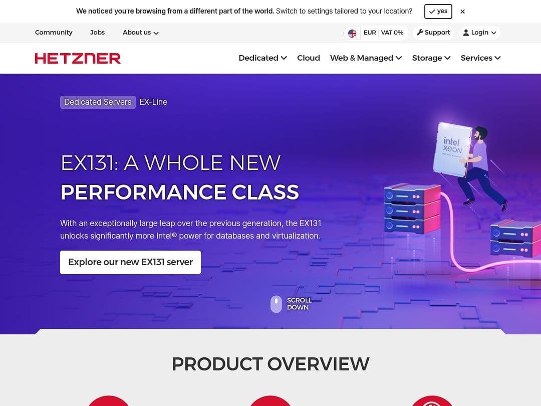 Screenshot of Hetzner