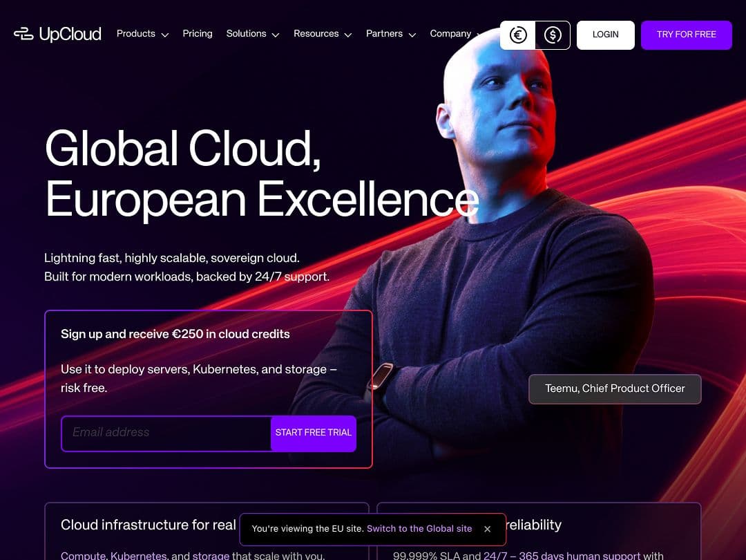 Screenshot of UpCloud