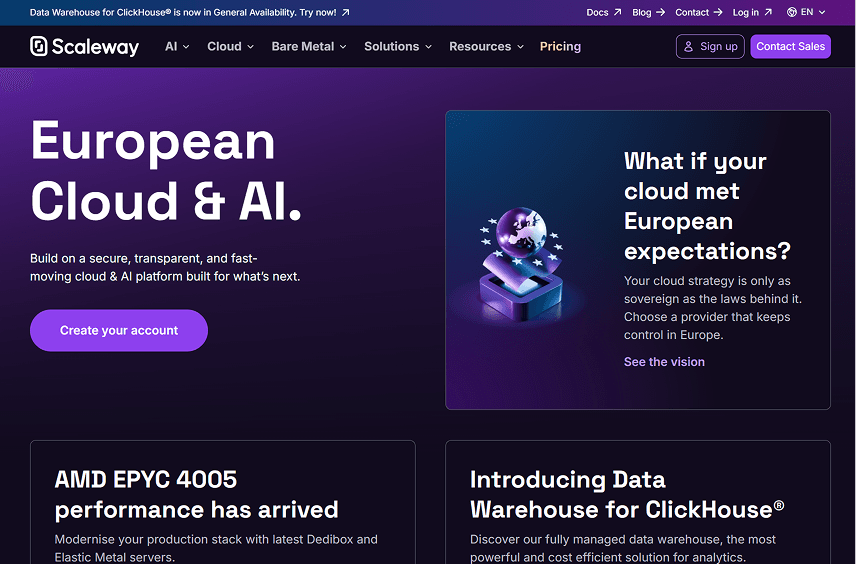 Screenshot of Scaleway