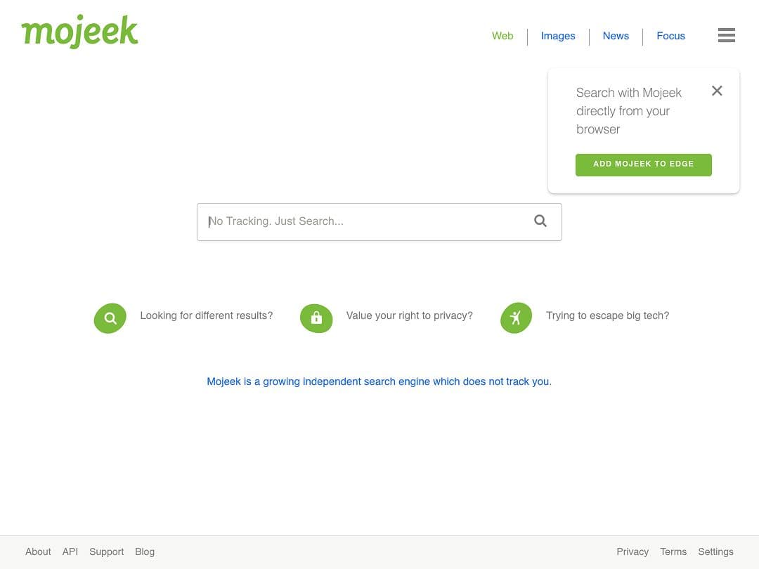 Screenshot of Mojeek
