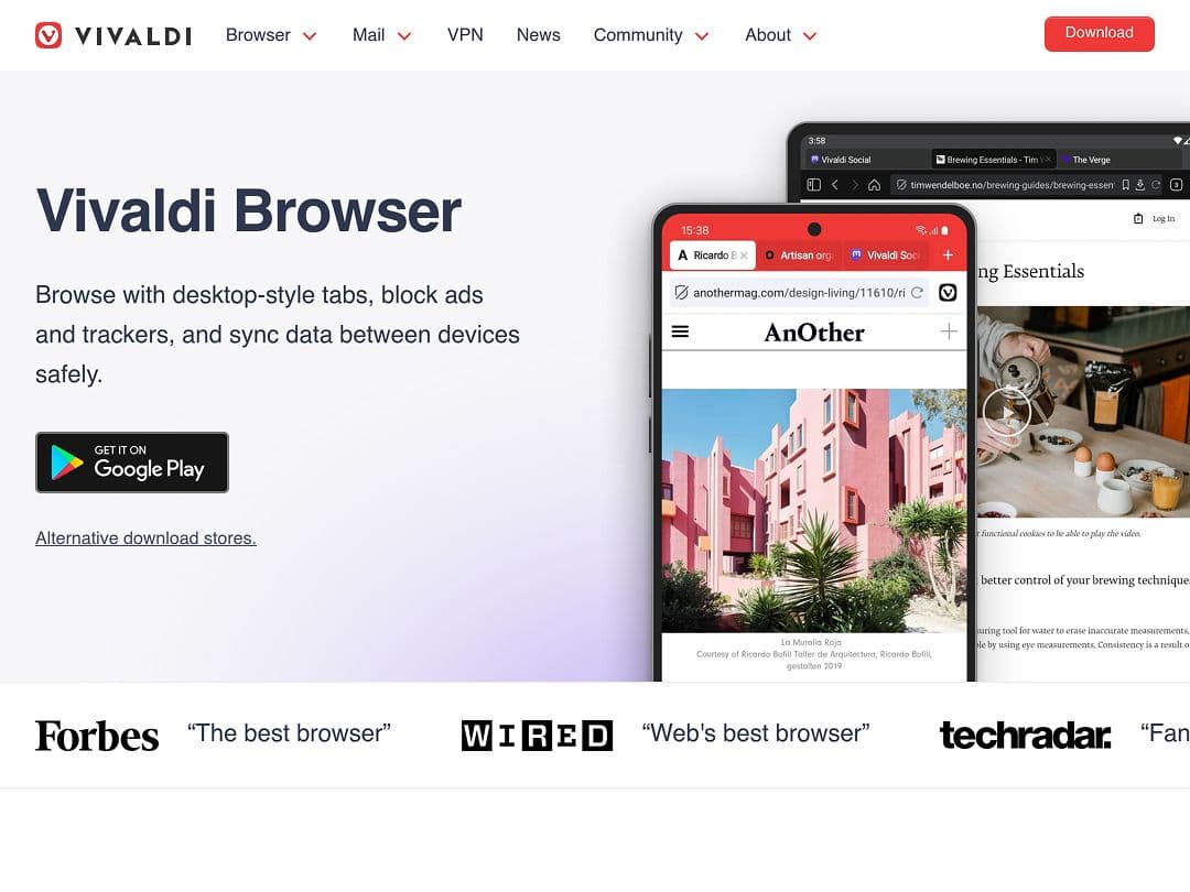 Screenshot of Vivaldi