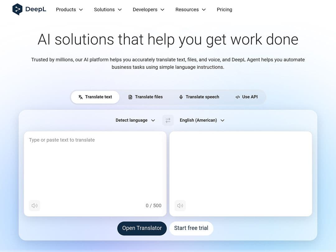 Screenshot of DeepL