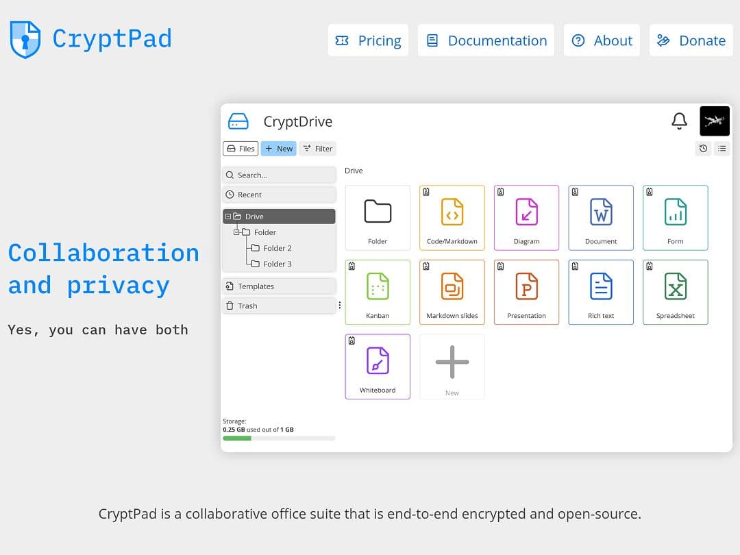 Screenshot of CryptPad