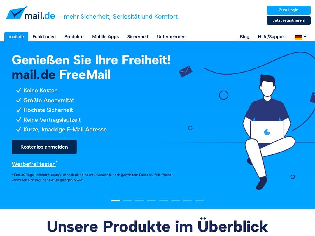 Screenshot of mail.de