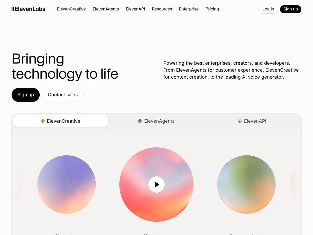 Screenshot of ElevenLabs