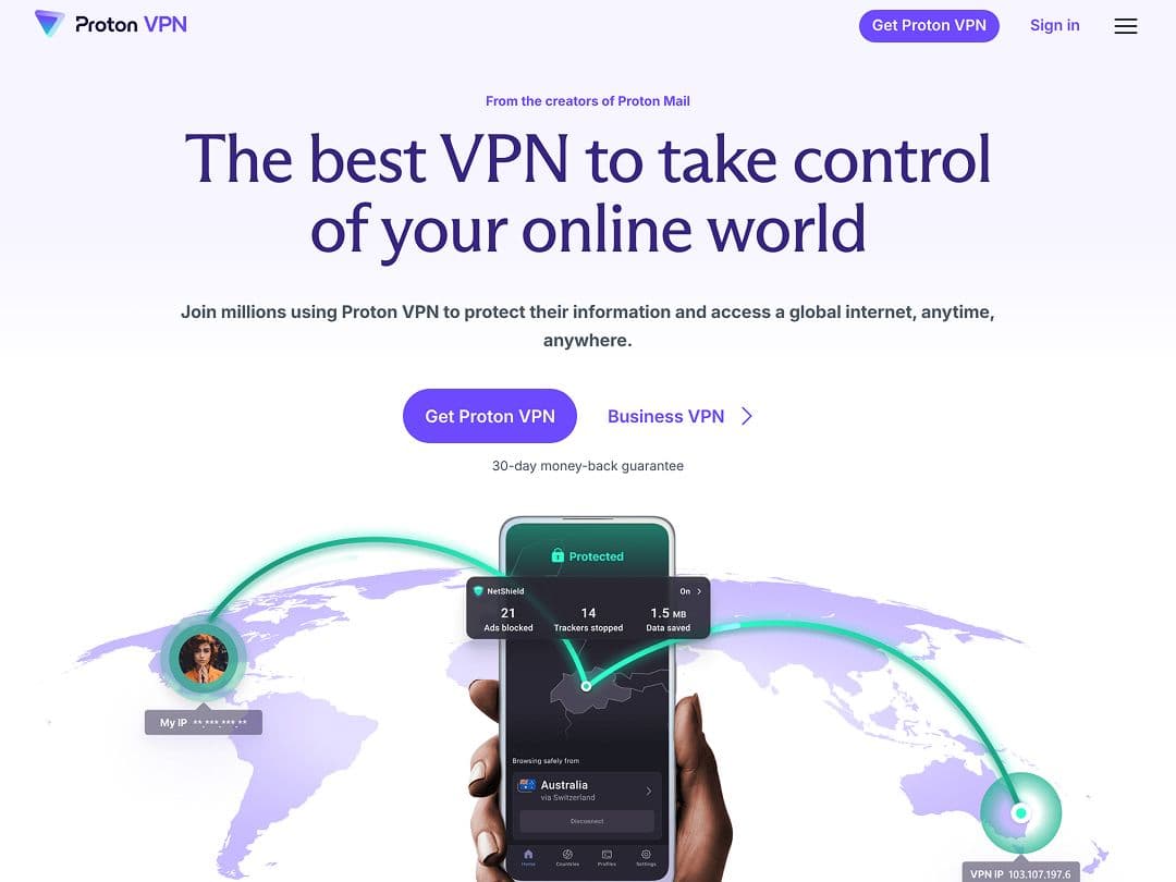 Screenshot of Proton VPN