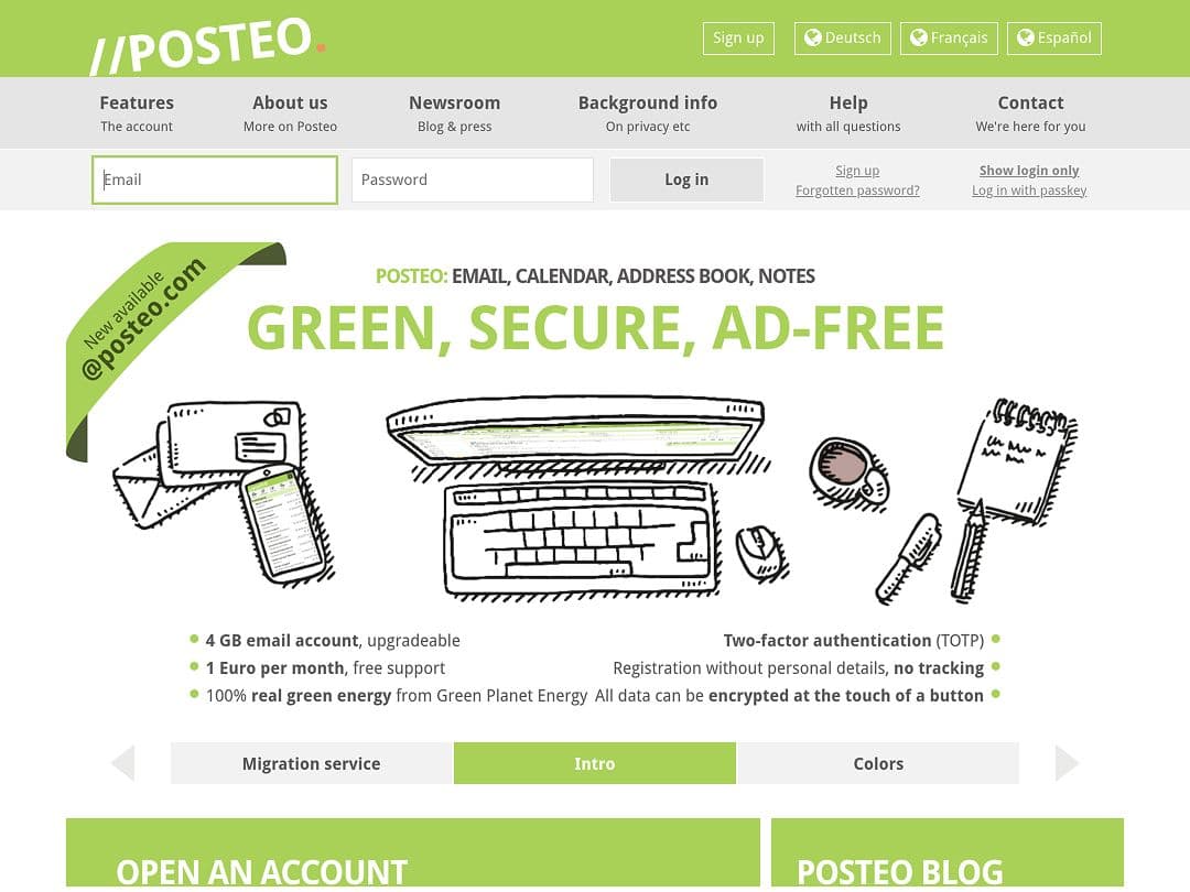 Screenshot of Posteo