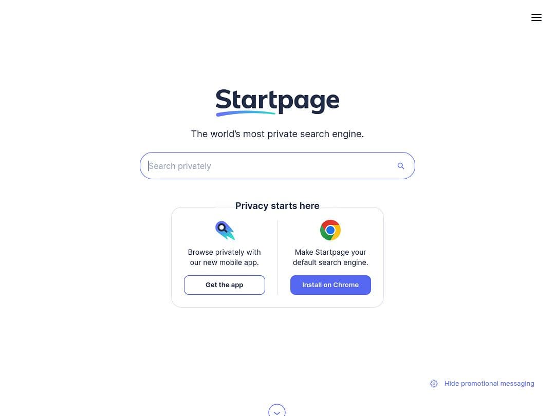 Screenshot of Startpage