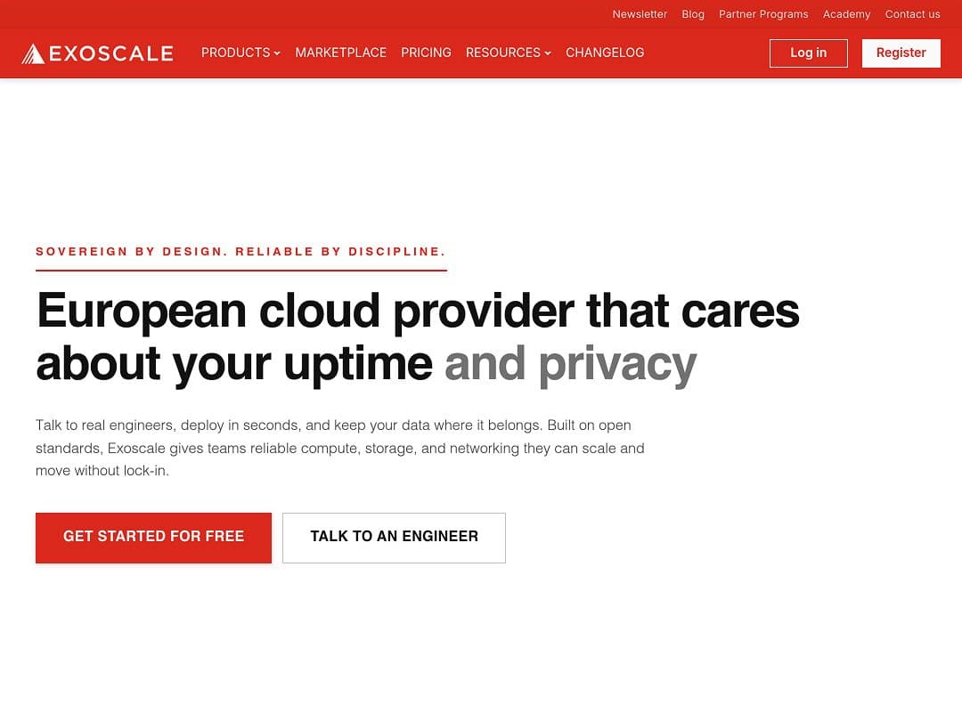Screenshot of Exoscale
